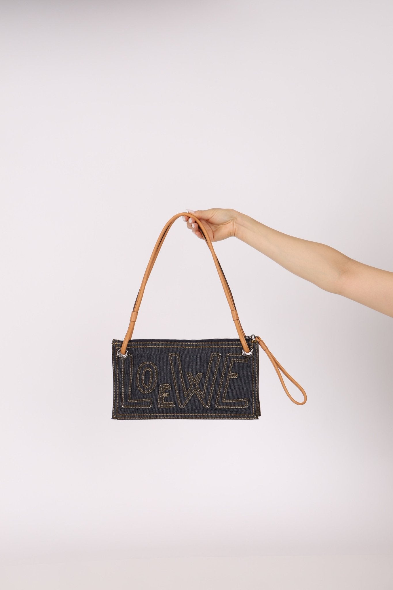 Loewe Repeat Anagram Denim Shoulder Bag - FashioNica