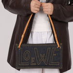 Loewe Repeat Anagram Denim Shoulder Bag - FashioNica