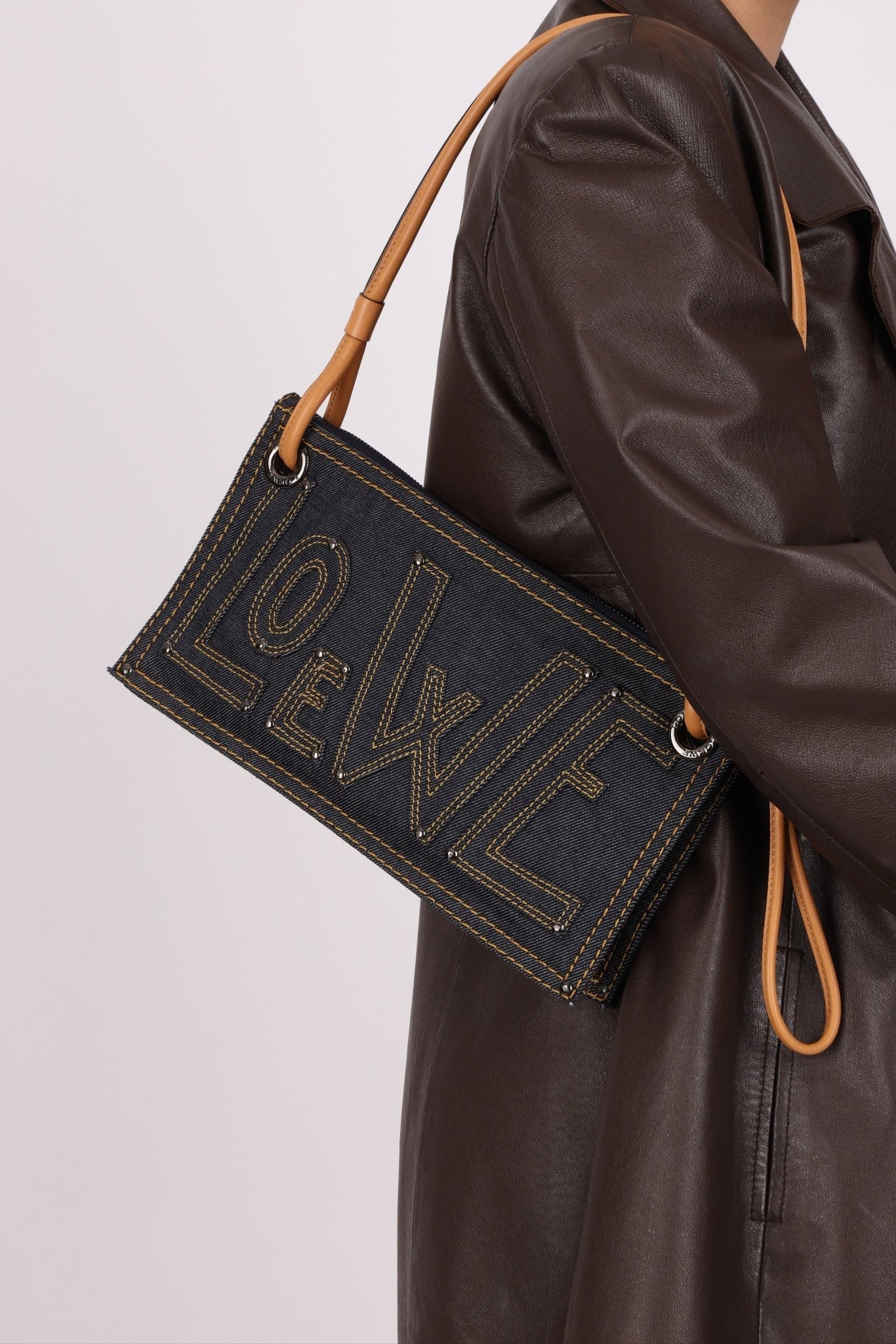 Loewe Repeat Anagram Denim Shoulder Bag - FashioNica
