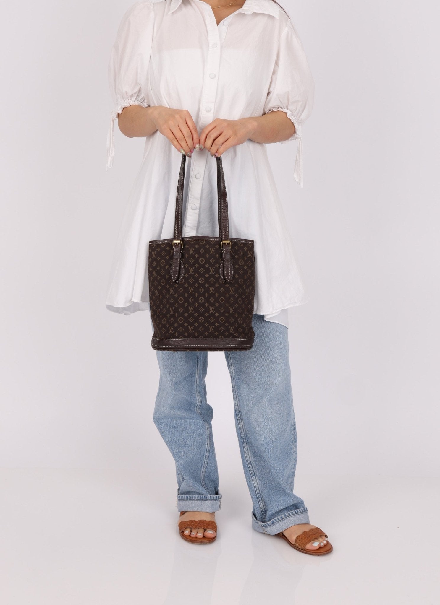 Louis Vuitton Monogram Mini Lin Bucket Bag with Pochette - FashioNica