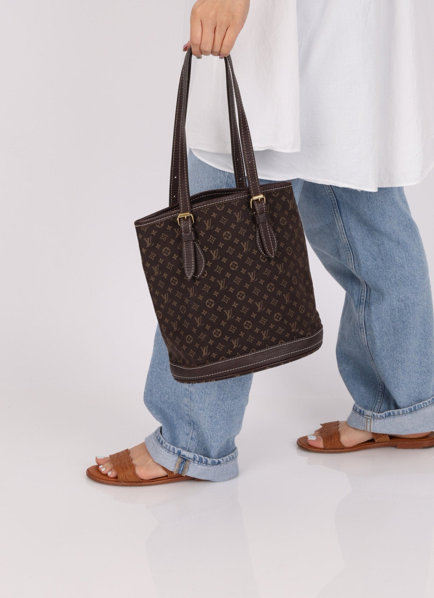 Louis Vuitton Monogram Mini Lin Bucket Bag with Pochette - FashioNica