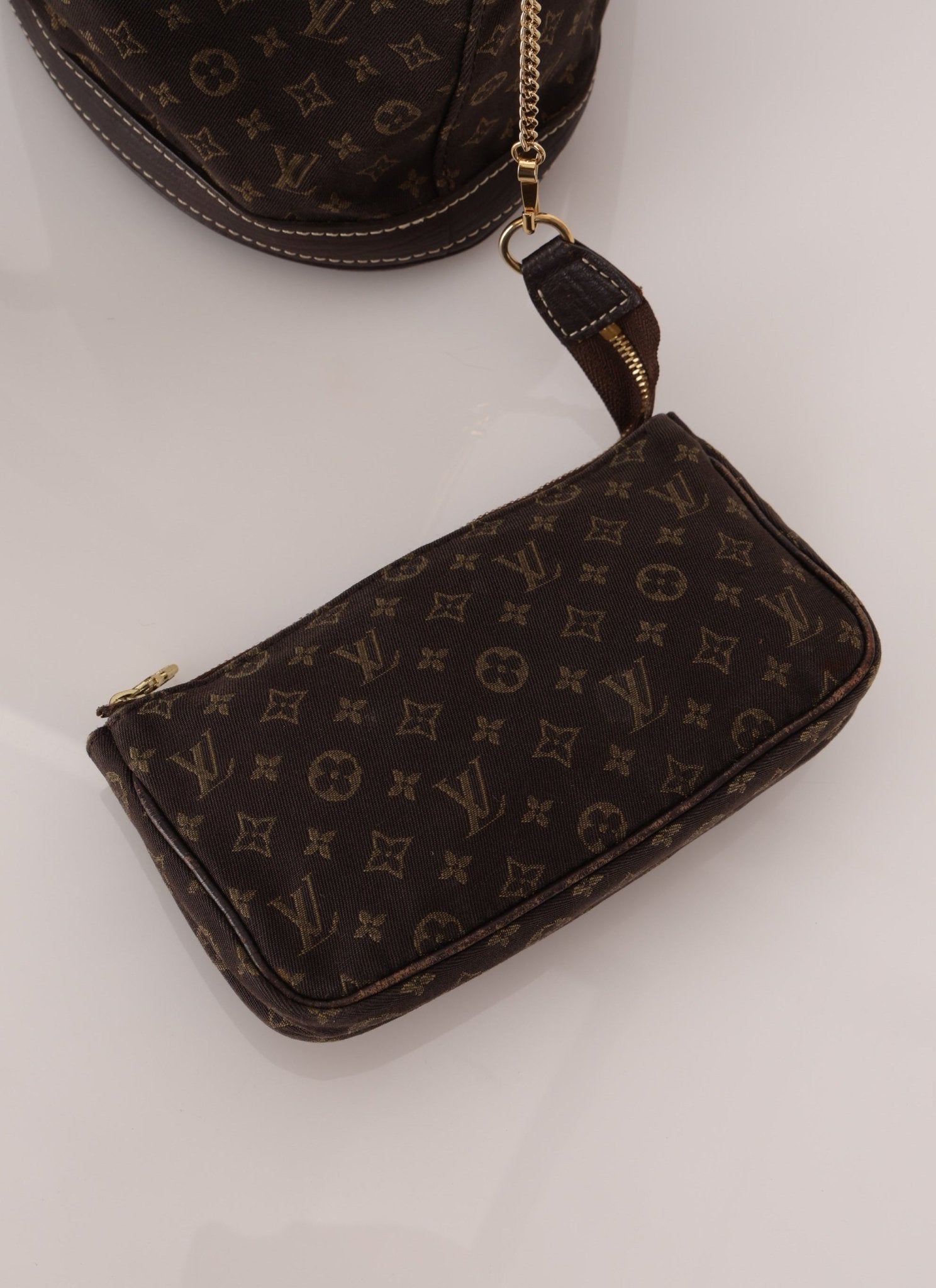 Louis Vuitton Monogram Mini Lin Bucket Bag with Pochette - FashioNica