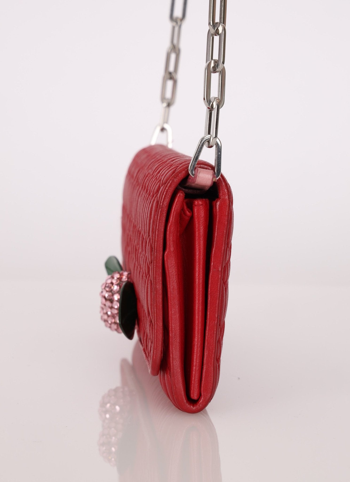 Miu Miu Nappa Crystal Cherries Wallet on Chain - FashioNica