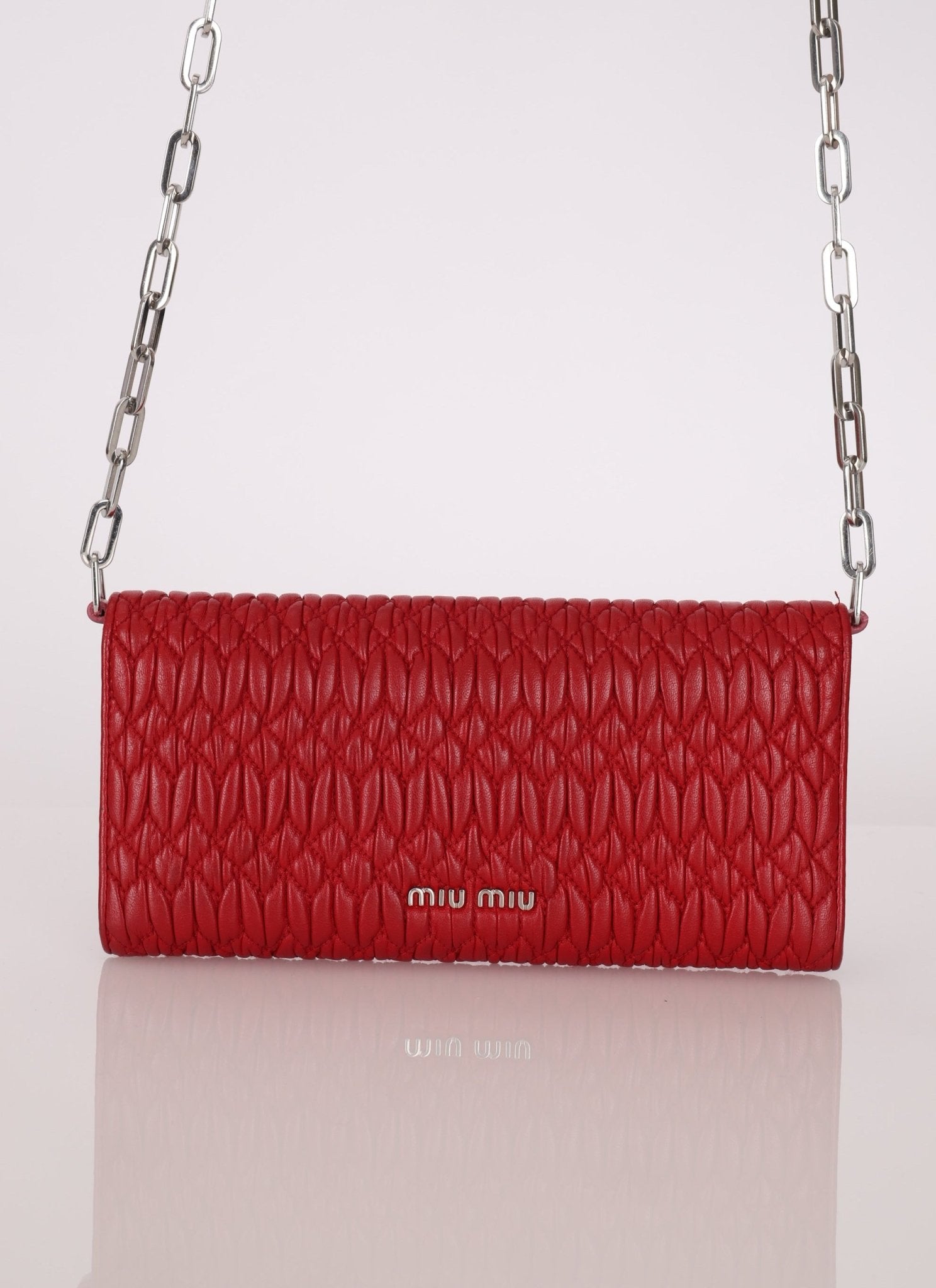 Miu Miu Nappa Crystal Cherries Wallet on Chain - FashioNica