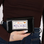 Moschino Patent License Plate Wallet on Chain - FashioNica