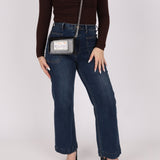 Moschino Patent License Plate Wallet on Chain - FashioNica