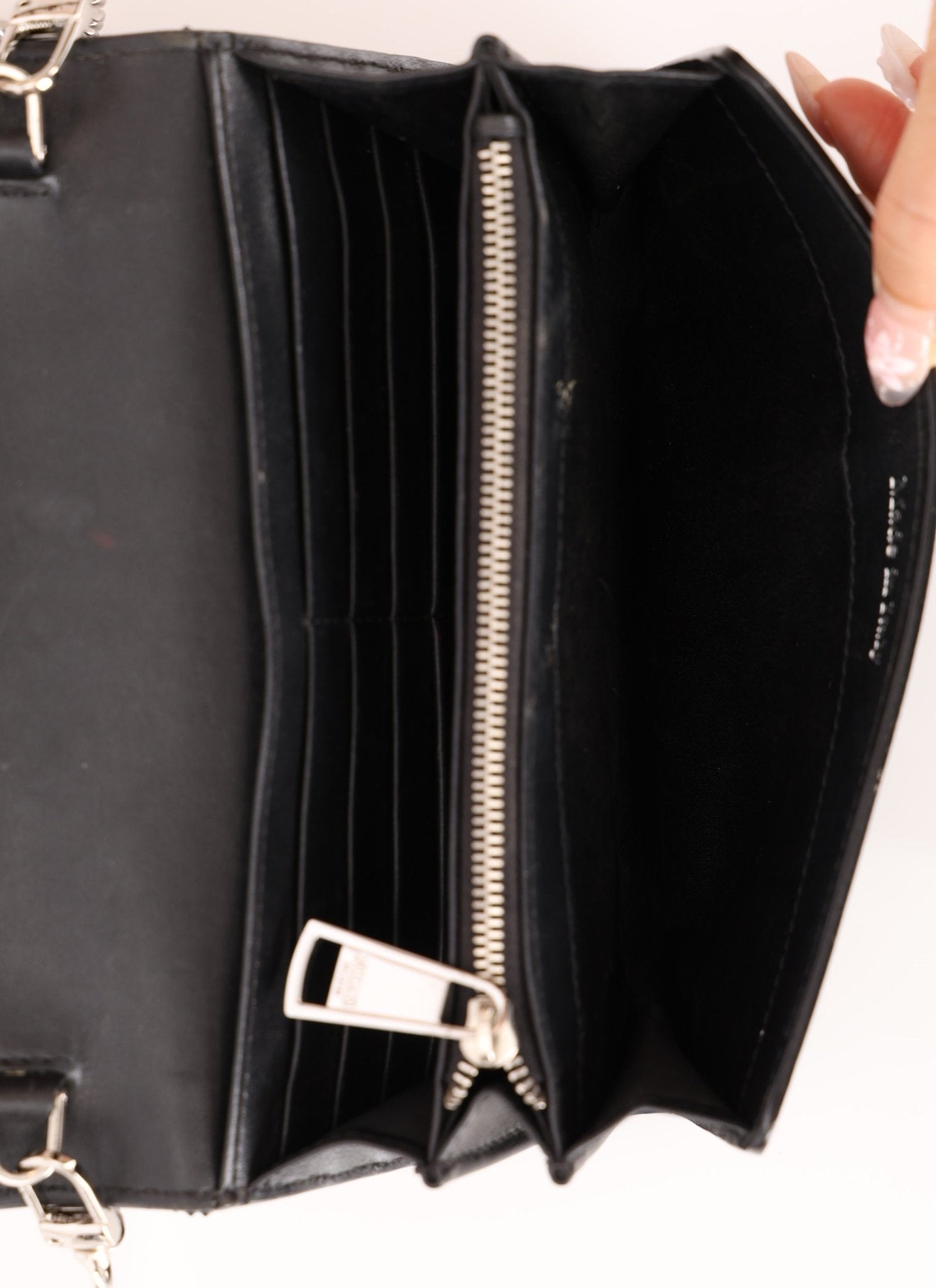 Moschino Patent License Plate Wallet on Chain - FashioNica