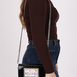 Moschino Patent License Plate Wallet on Chain - FashioNica