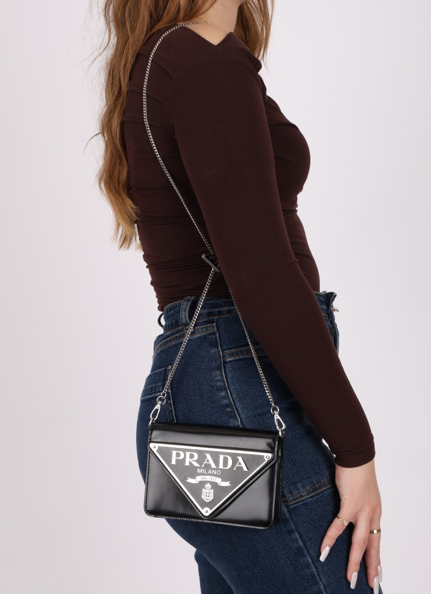 Prada Maxi Triangle Chain Flap Bag - FashioNica