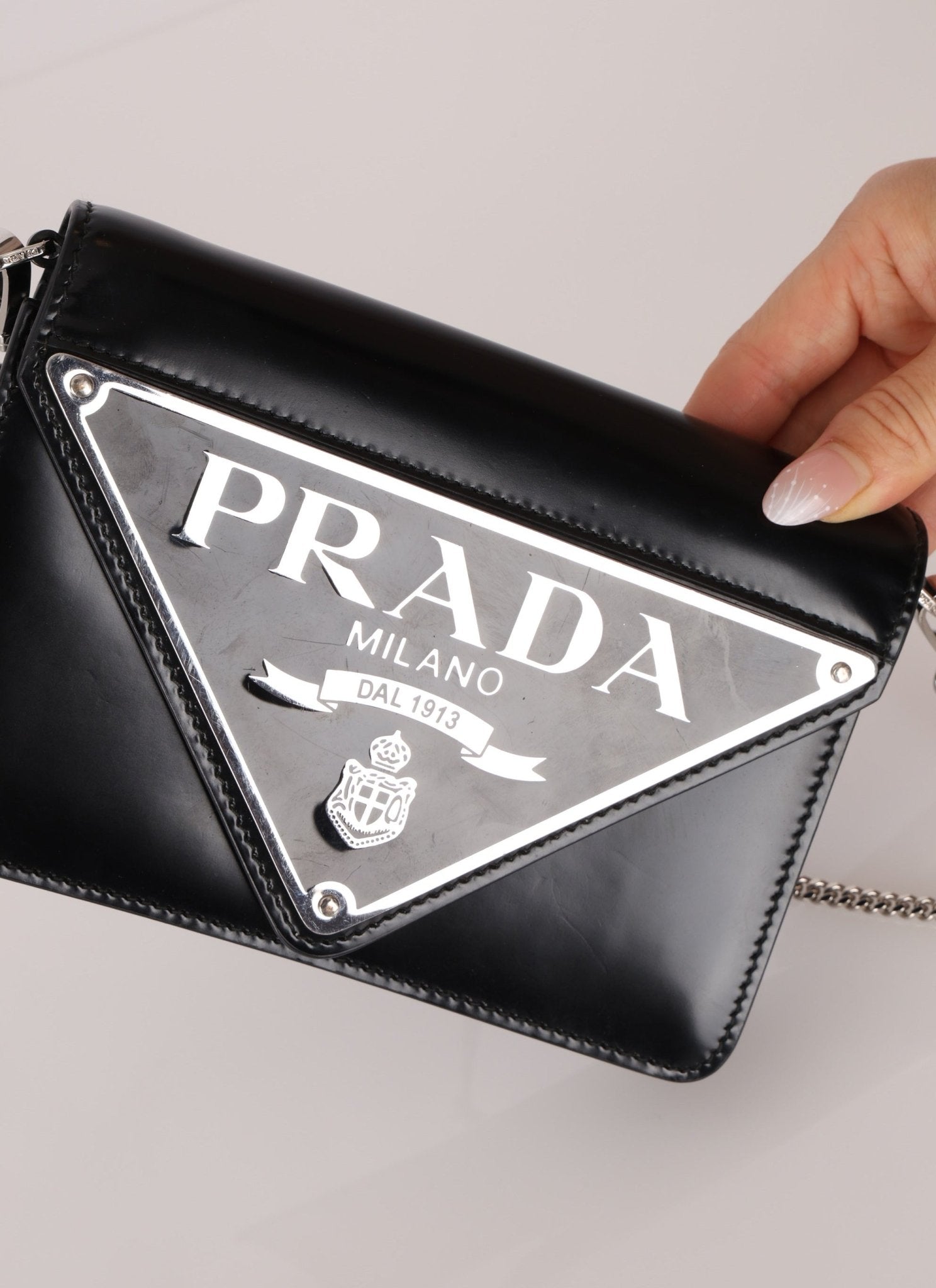 Prada Maxi Triangle Chain Flap Bag - FashioNica