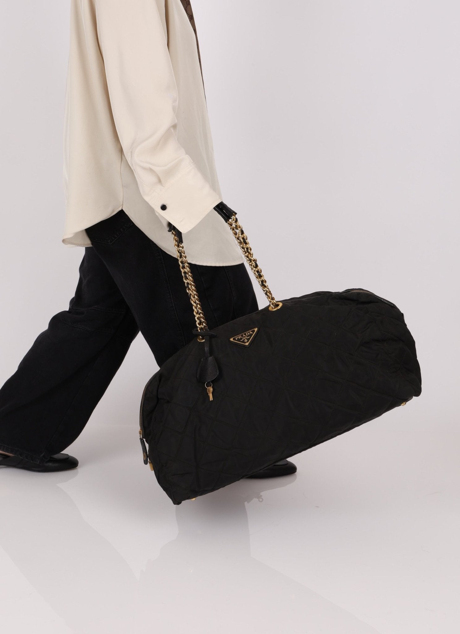 Prada Nylon Chain Weekender Bag - FashioNica