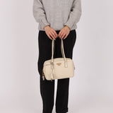Prada Saffiano Ivory Leather Top Handle - FashioNica