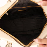 Prada Saffiano Ivory Leather Top Handle - FashioNica