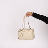 Prada Saffiano Ivory Leather Top Handle - FashioNica