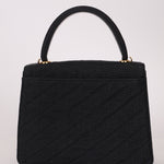 Rare Chanel 1991 Black Linen Kelly Top Handle - FashioNica