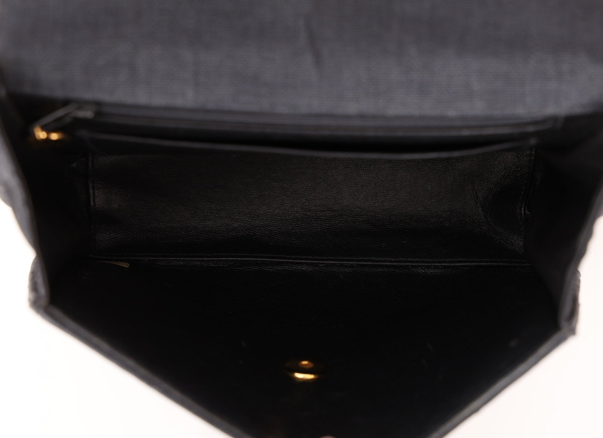 Rare Chanel 1991 Black Linen Kelly Top Handle - FashioNica