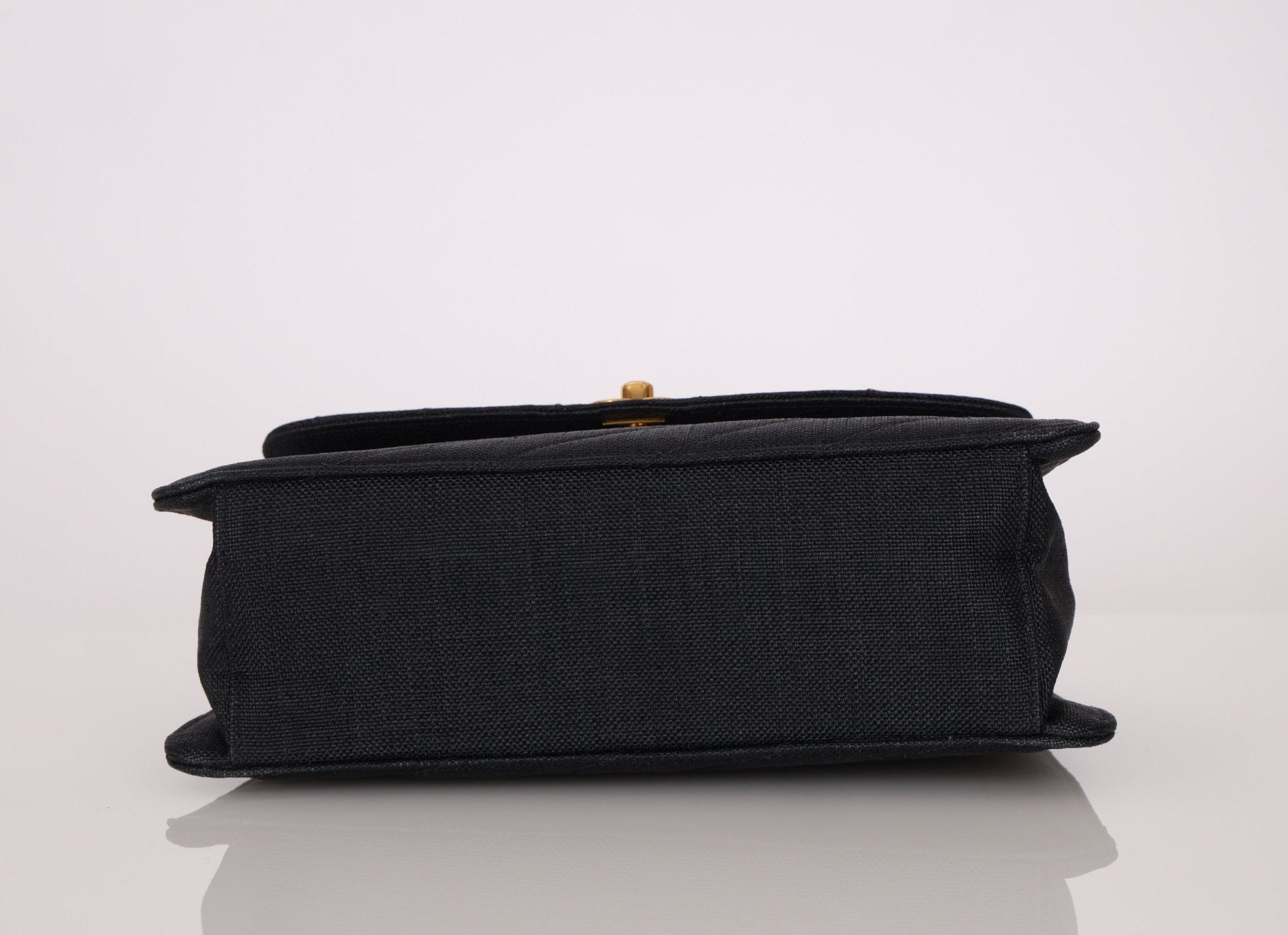 Rare Chanel 1991 Black Linen Kelly Top Handle - FashioNica