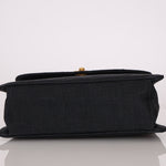 Rare Chanel 1991 Black Linen Kelly Top Handle - FashioNica