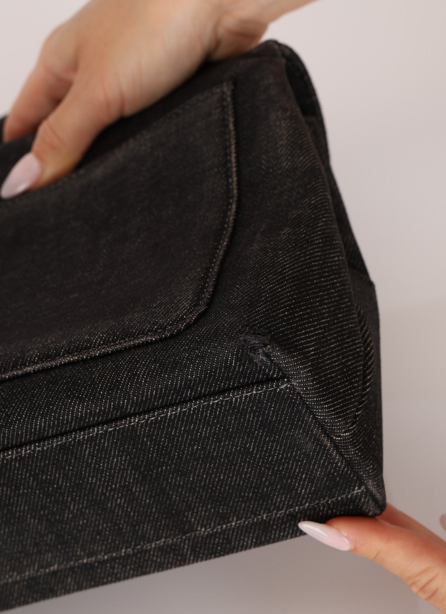 Rare Chanel 1994 Black Denim Small Kelly Top Handle - FashioNica