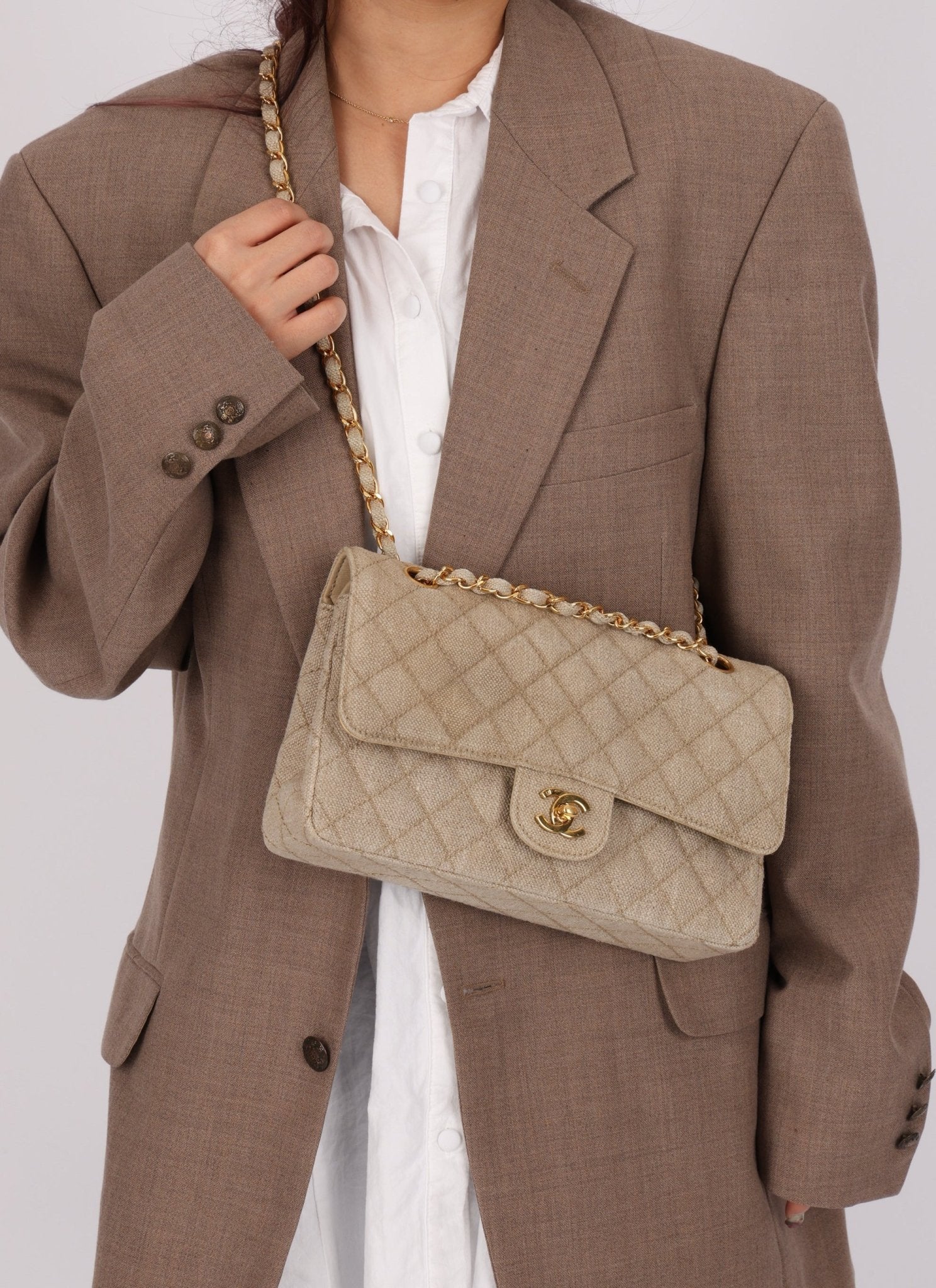 Rare Chanel 1994 Linen Medium Classic Flap - FashioNica