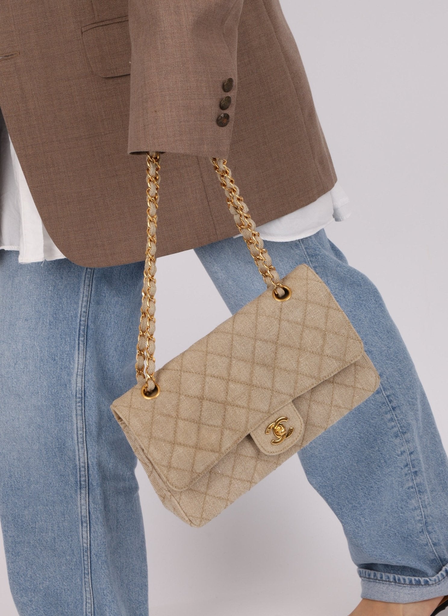 Rare Chanel 1994 Linen Medium Classic Flap - FashioNica
