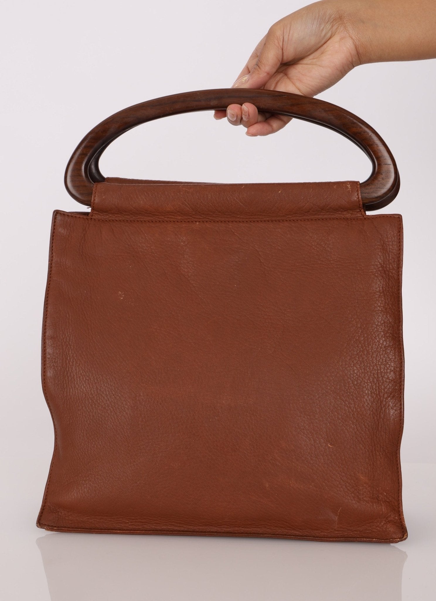 Rare Chanel 2003 Whipstitch Wood Top Handle Tote - FashioNica