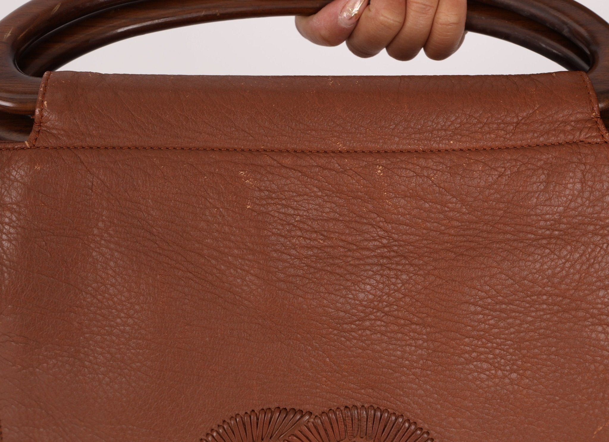 Rare Chanel 2003 Whipstitch Wood Top Handle Tote - FashioNica