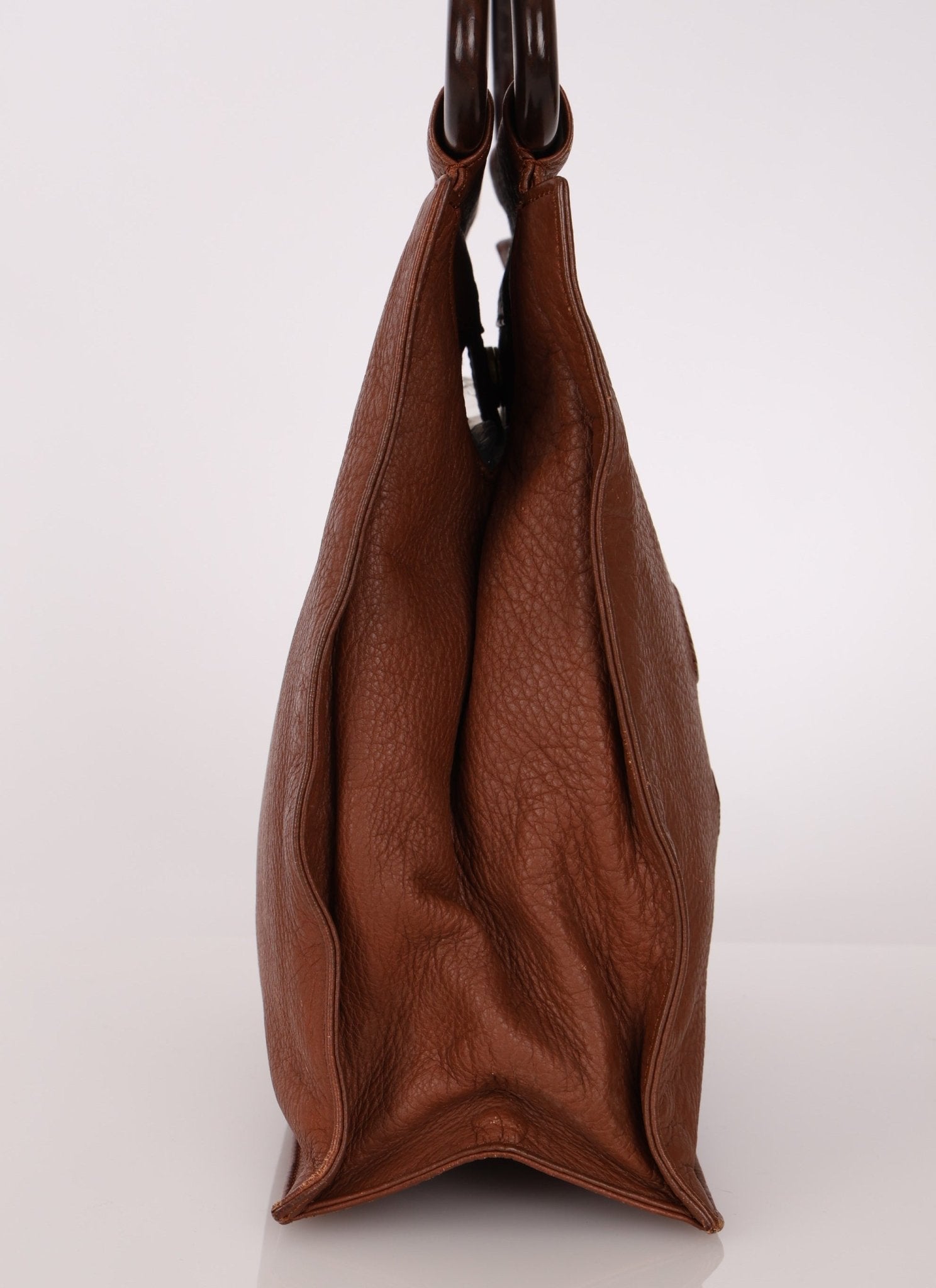 Rare Chanel 2003 Whipstitch Wood Top Handle Tote - FashioNica