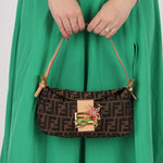 Rare Fendi Zucca Crystal Orchid Baguette - FashioNica