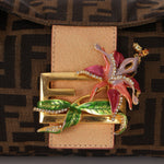 Rare Fendi Zucca Crystal Orchid Baguette - FashioNica