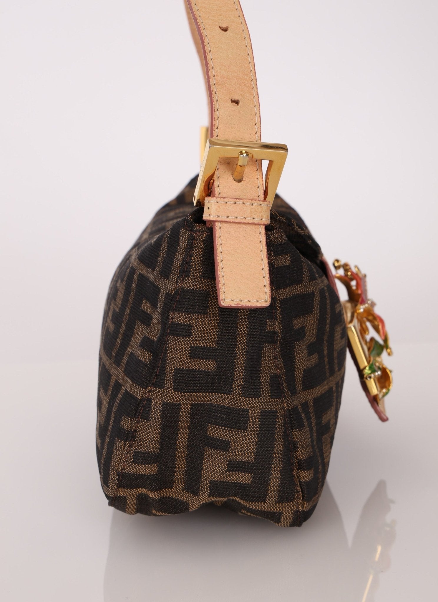 Rare Fendi Zucca Crystal Orchid Baguette - FashioNica