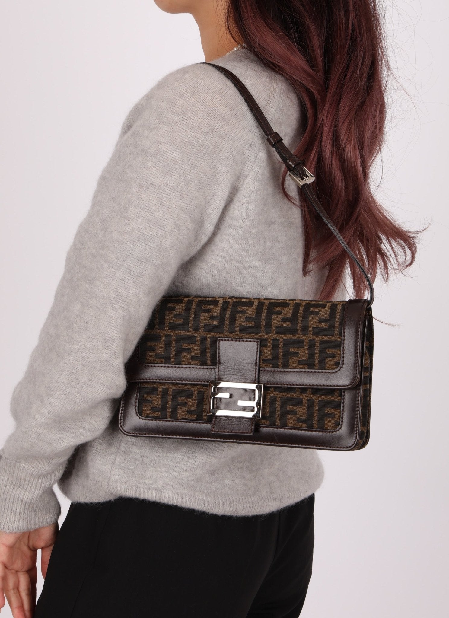 Rare Fendi Zucca Leather - Trimmed Baguette - FashioNica