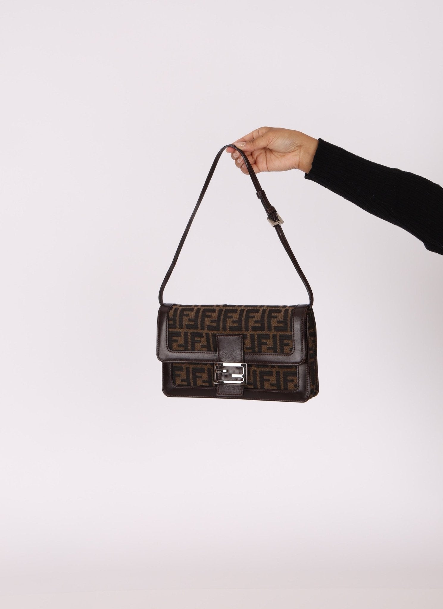 Rare Fendi Zucca Leather - Trimmed Baguette - FashioNica