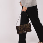 Rare Fendi Zucca Leather - Trimmed Baguette - FashioNica