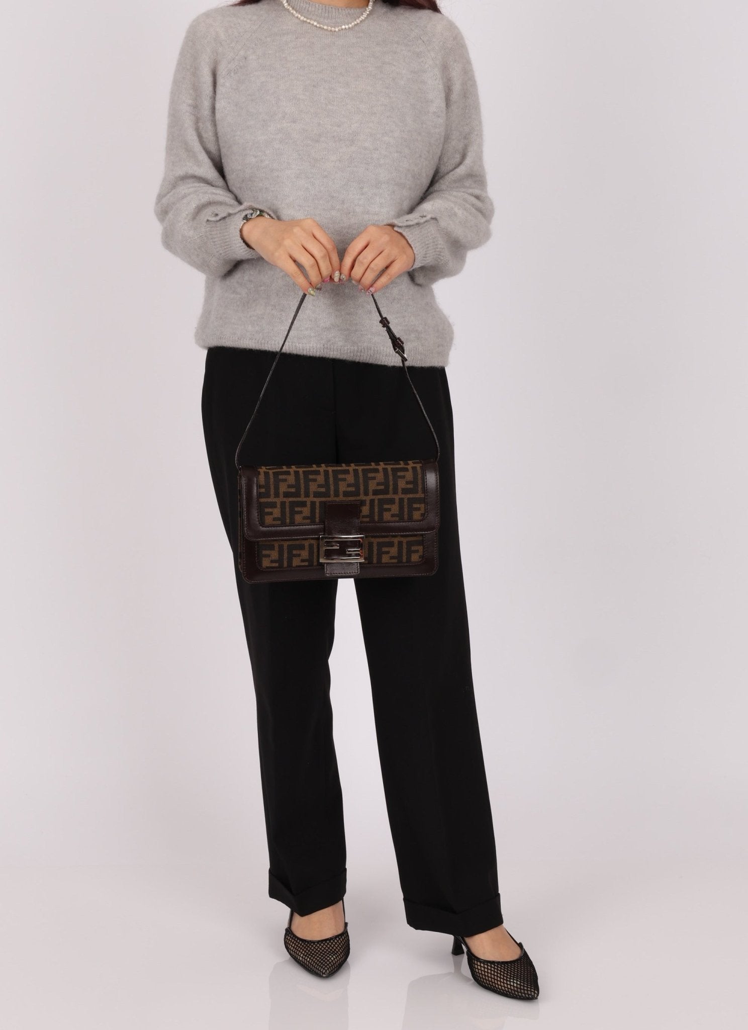 Rare Fendi Zucca Leather - Trimmed Baguette - FashioNica