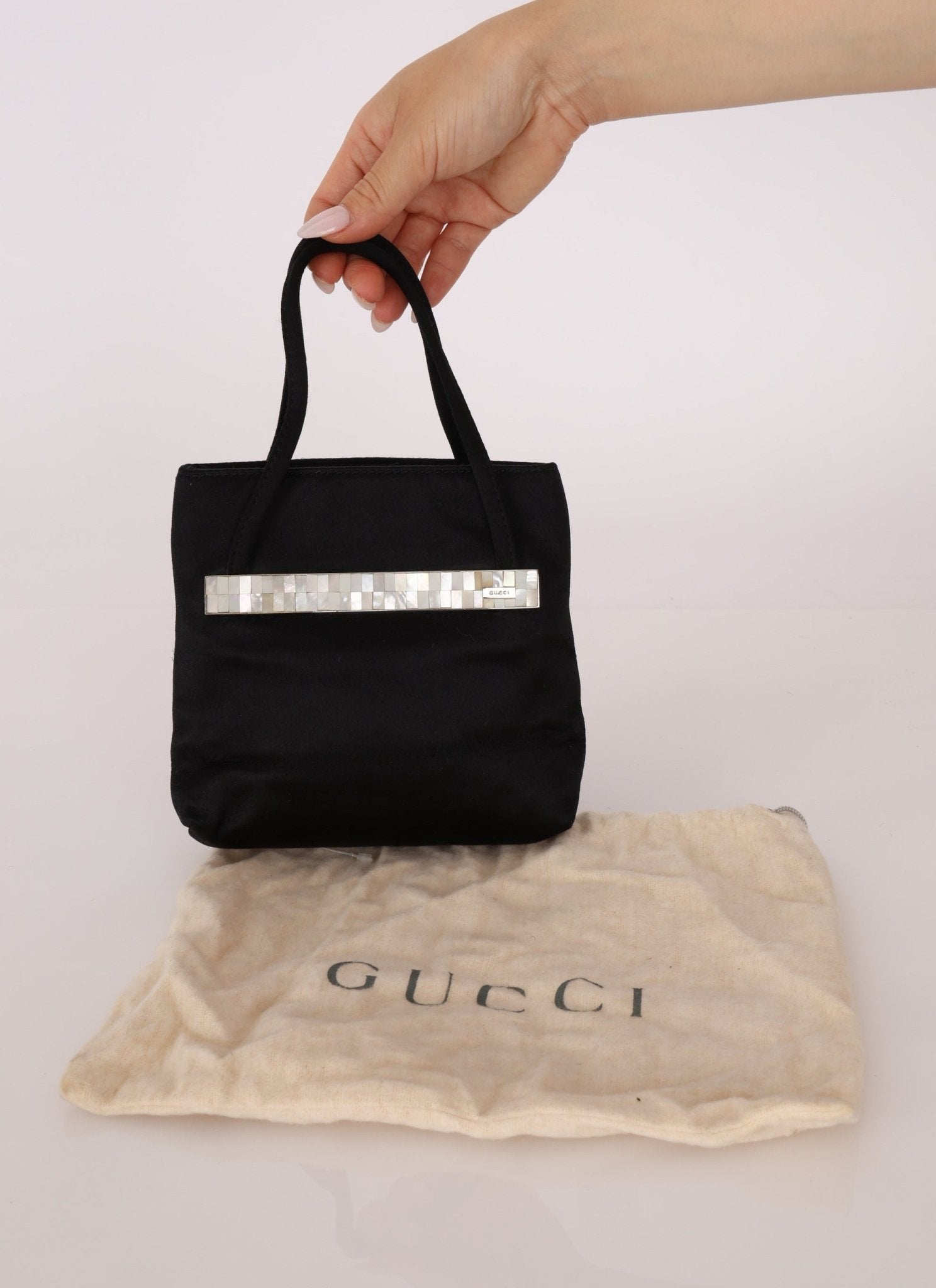 Rare Gucci Satin Mother of Pearl Mini Tote - FashioNica