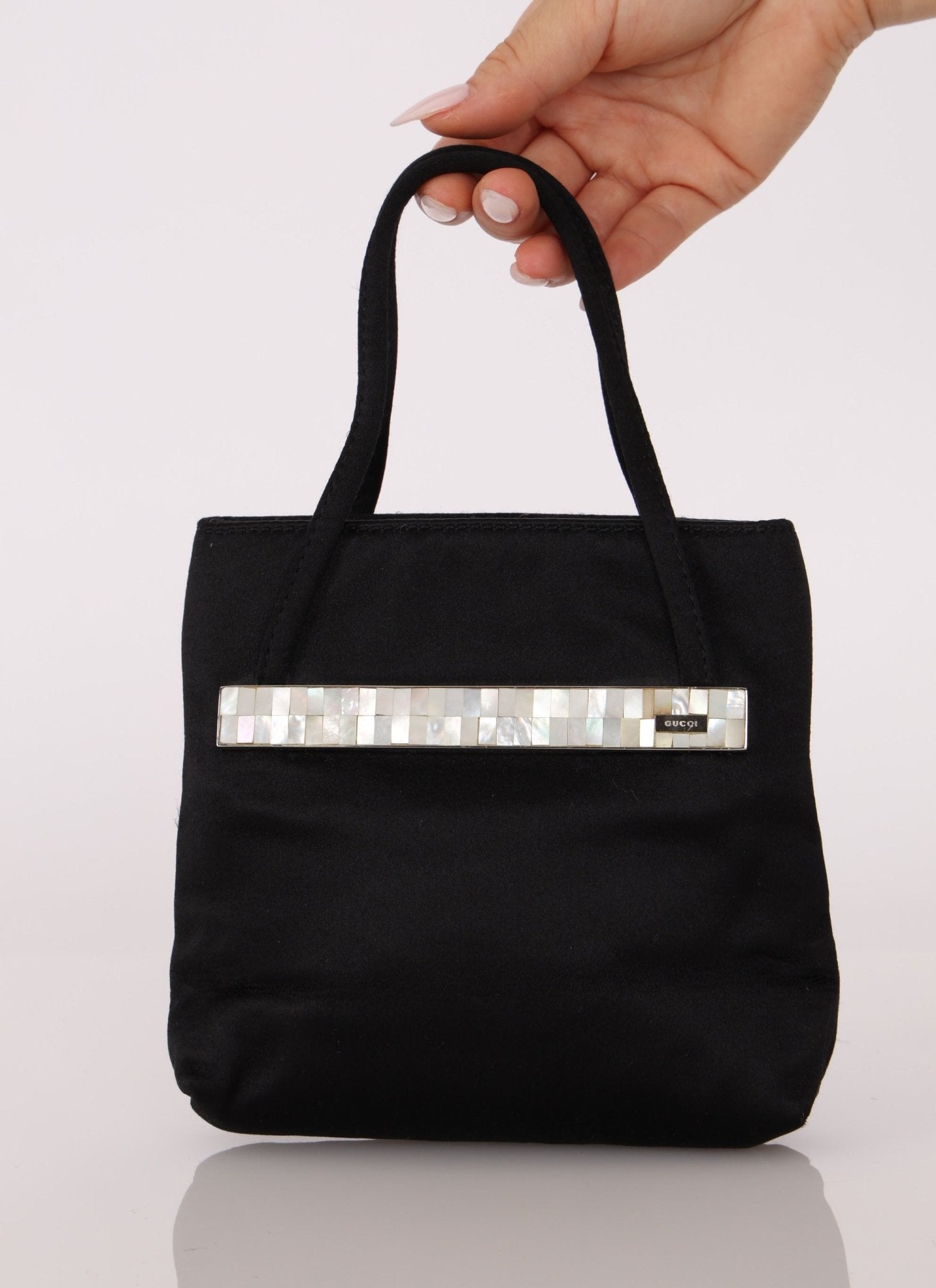 Rare Gucci Satin Mother of Pearl Mini Tote - FashioNica