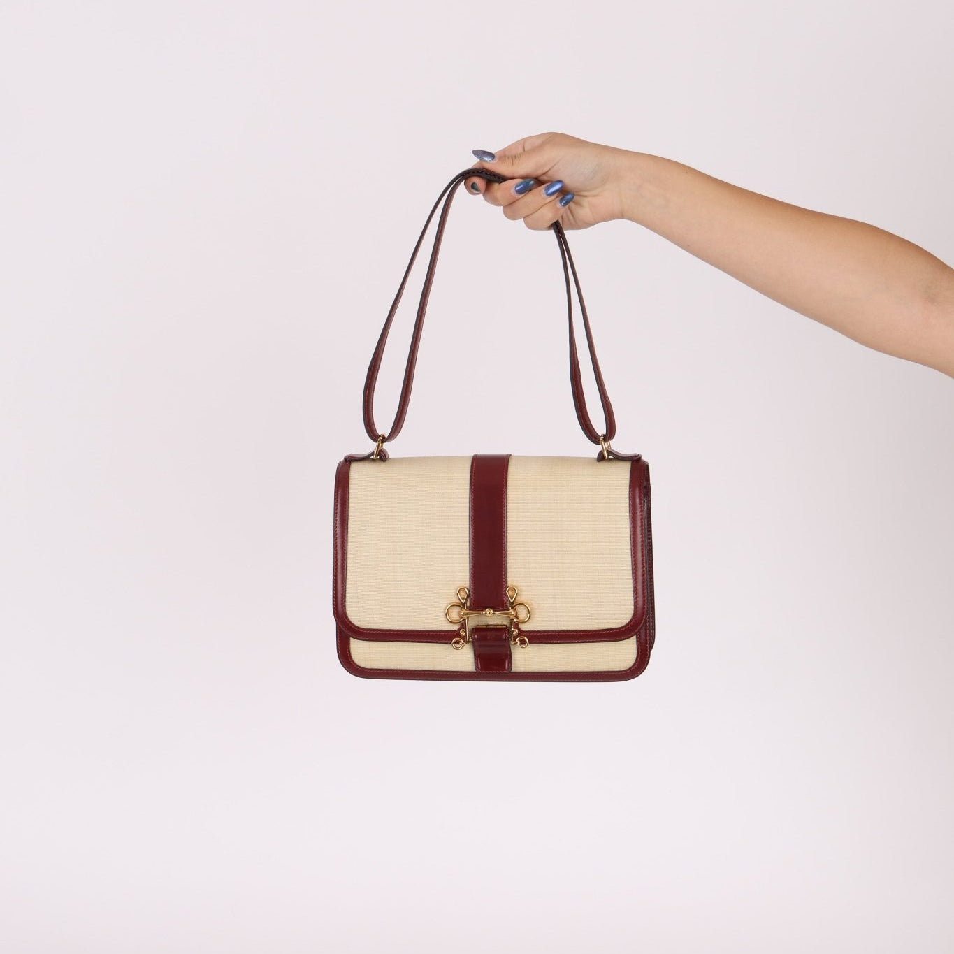 Rare Hermès 1980 Boxcalf & Crinoline Sologne Shoulder Bag GHW - FashioNica