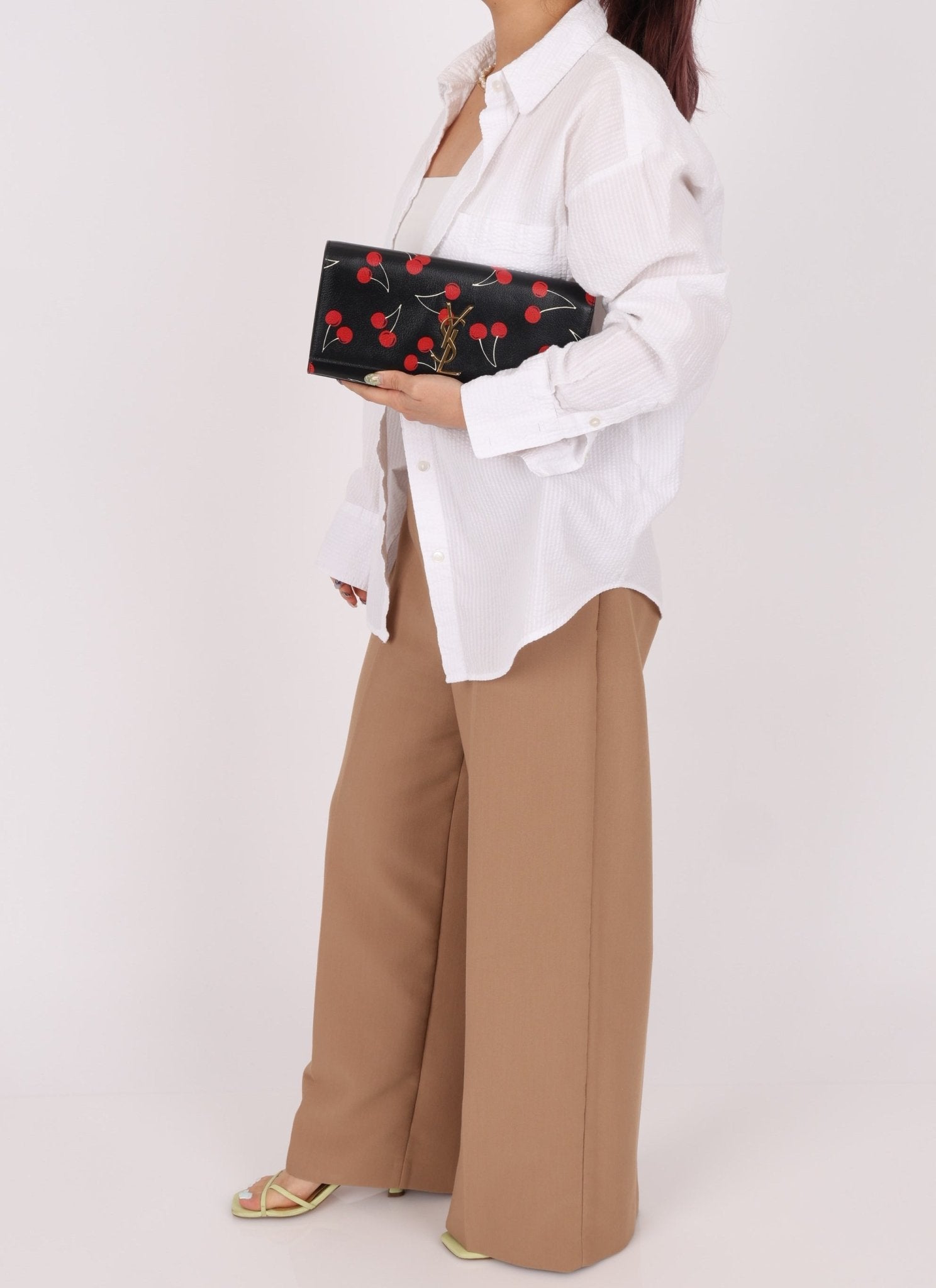 Saint Laurent Calfskin Cherry Clutch - FashioNica