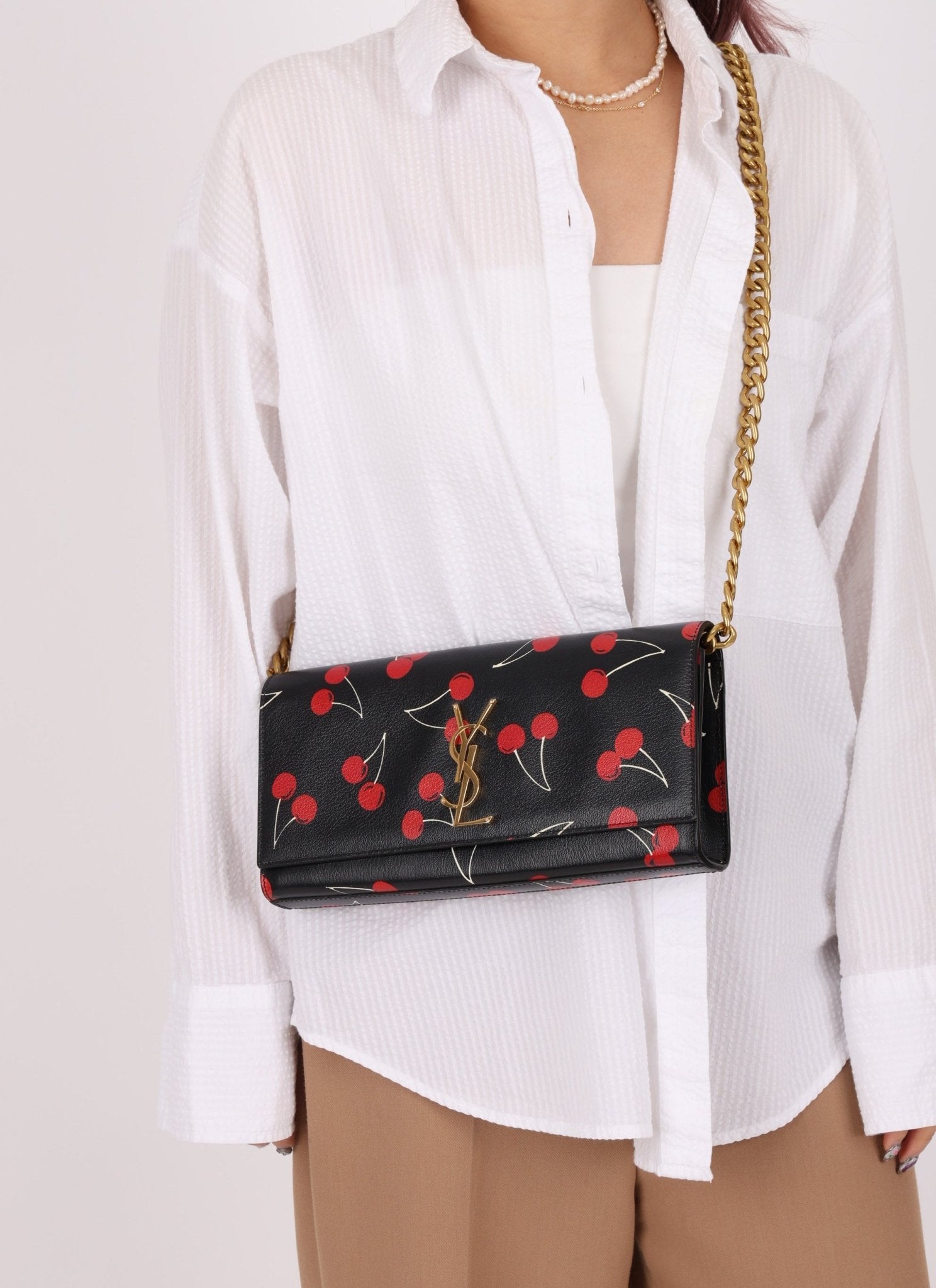 Saint Laurent Calfskin Cherry Clutch - FashioNica