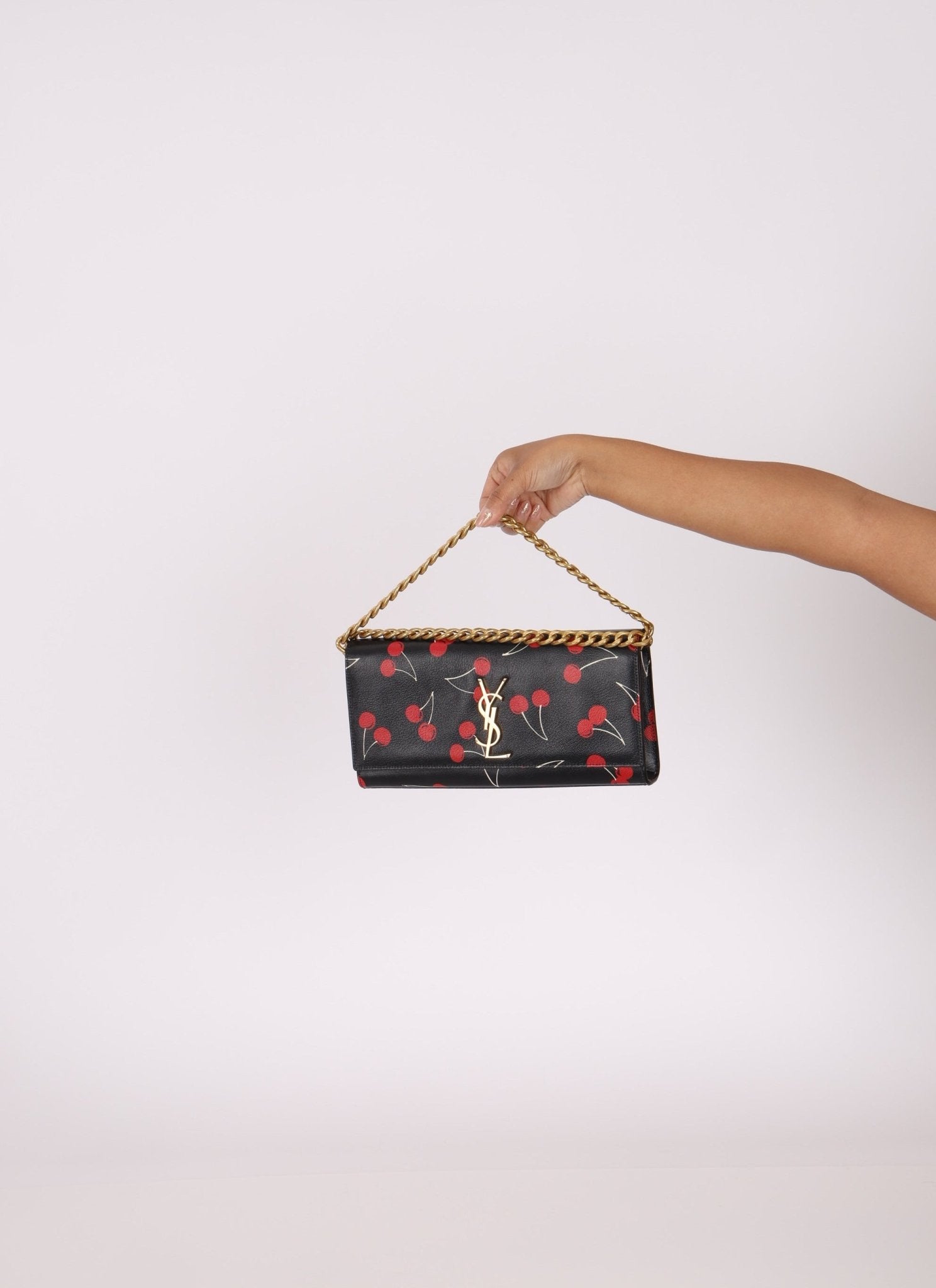 Saint Laurent Calfskin Cherry Clutch - FashioNica