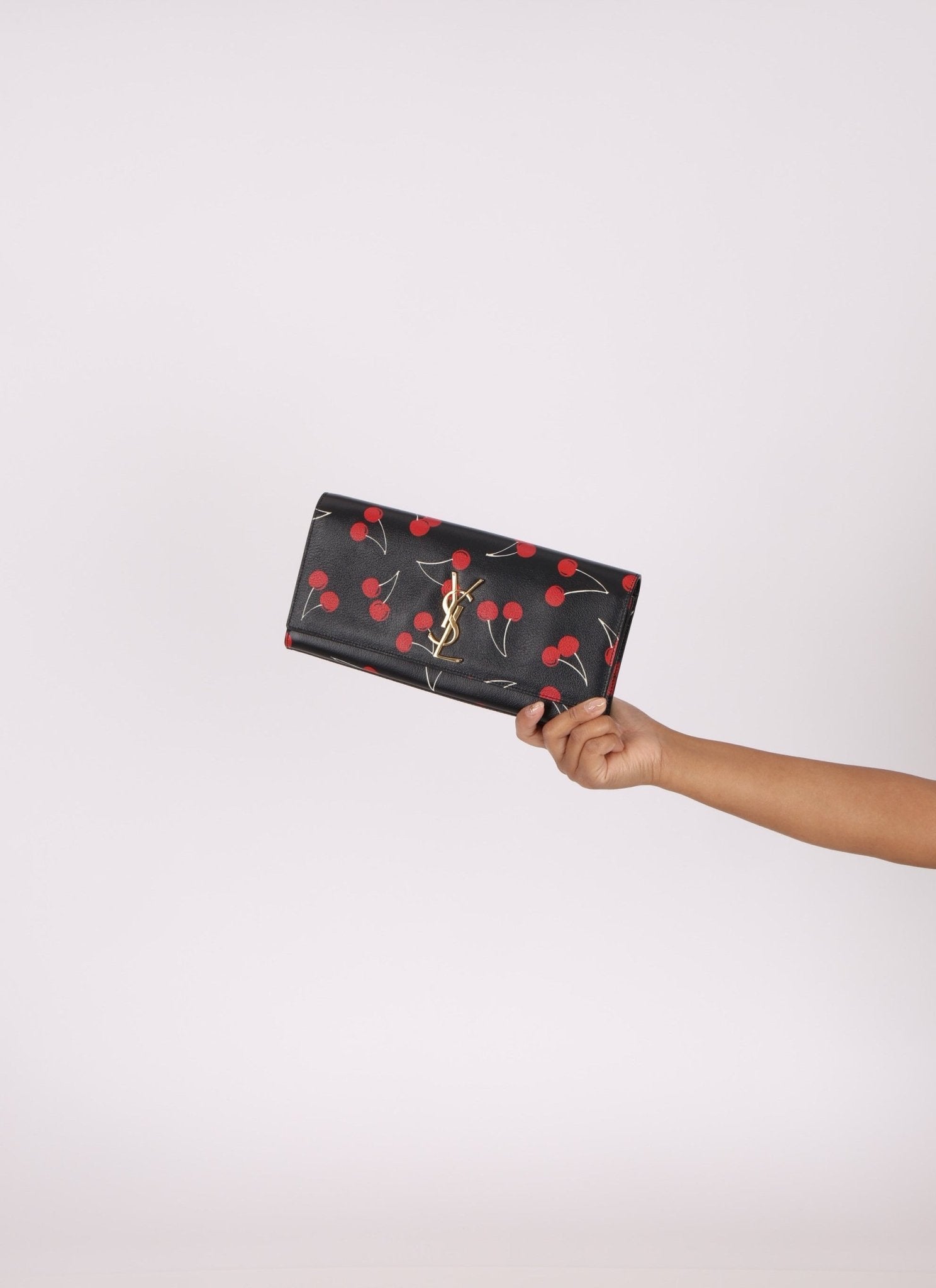 Saint Laurent Calfskin Cherry Clutch - FashioNica