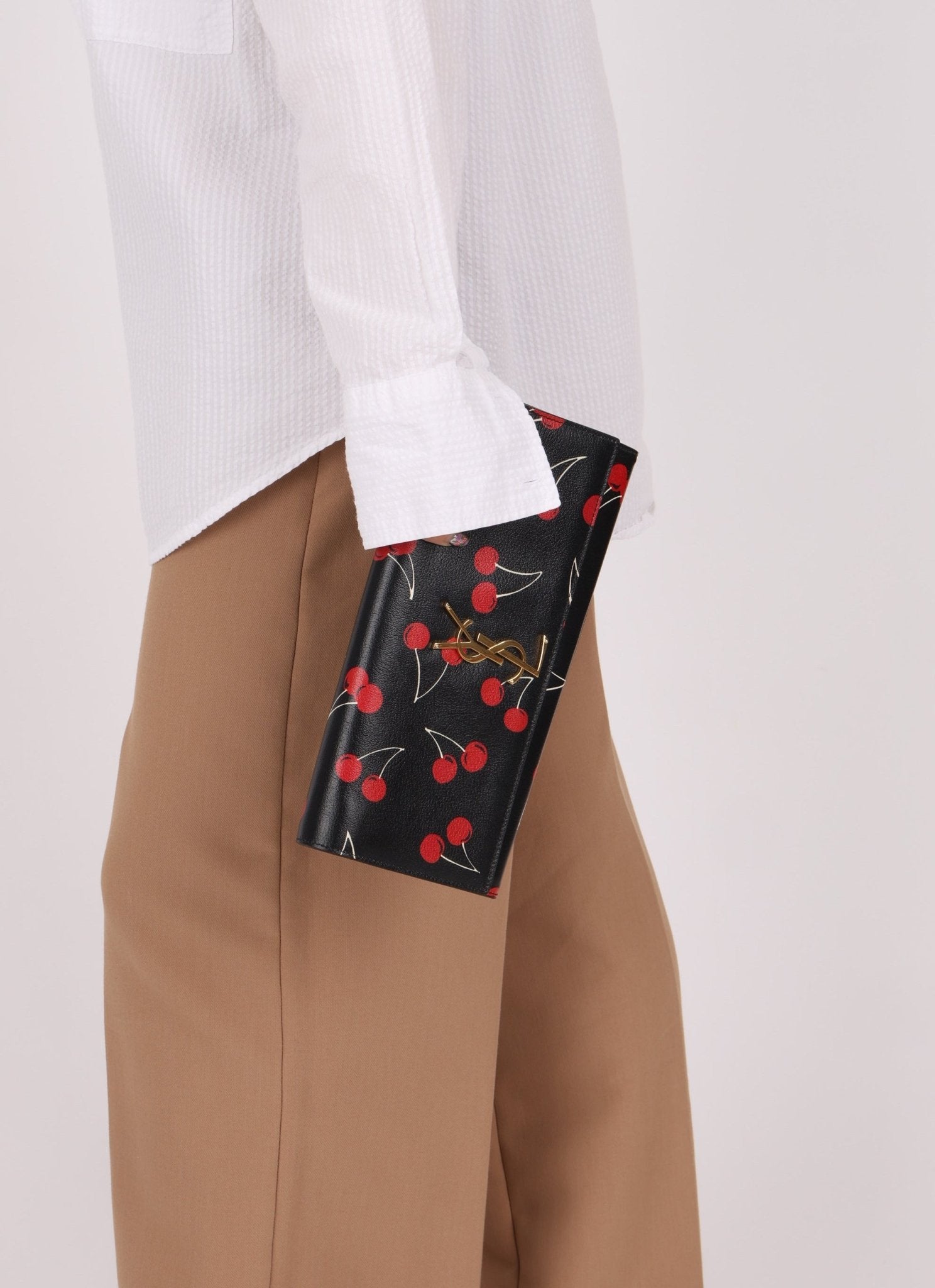 Saint Laurent Calfskin Cherry Clutch - FashioNica