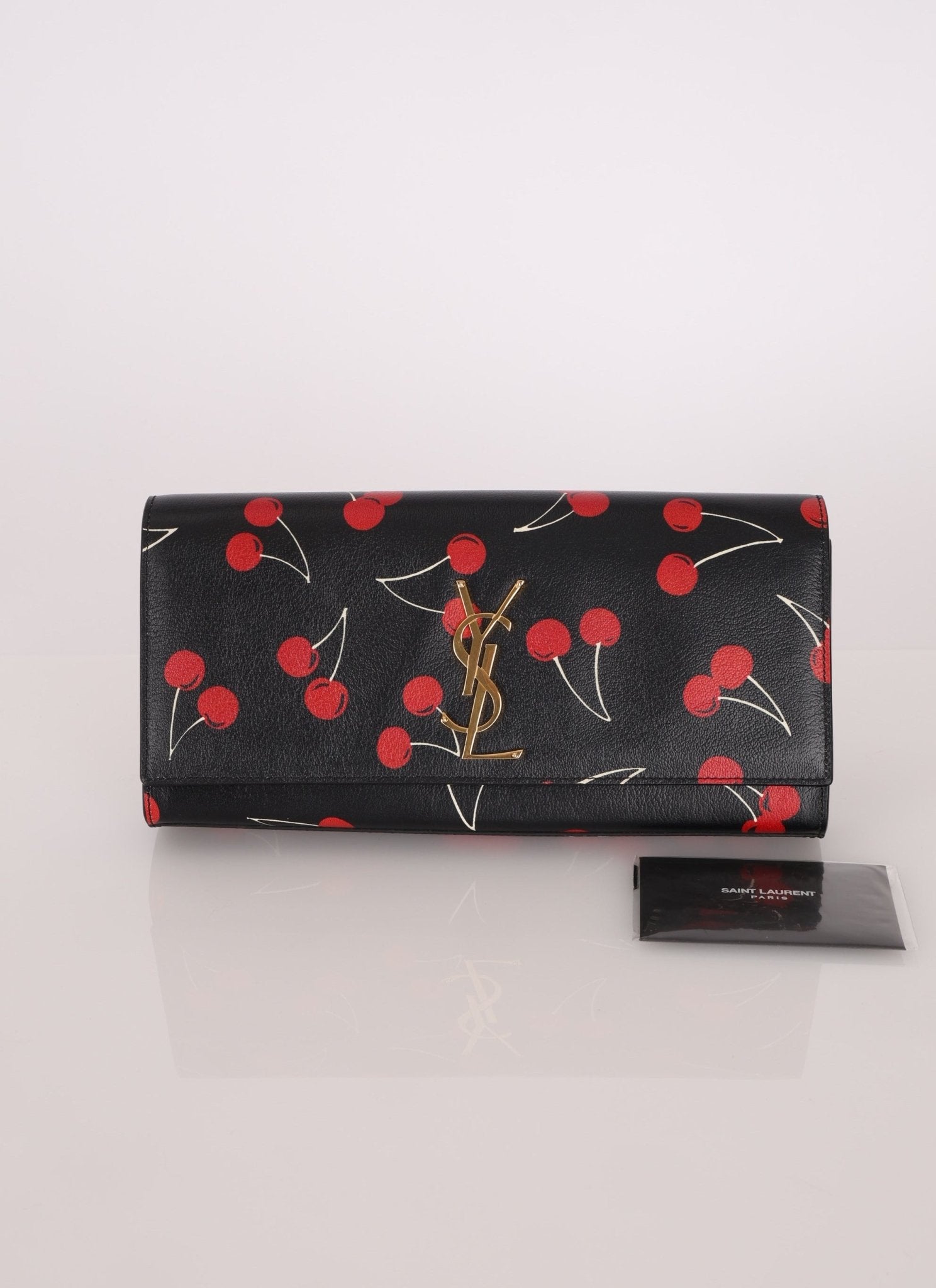 Saint Laurent Calfskin Cherry Clutch - FashioNica