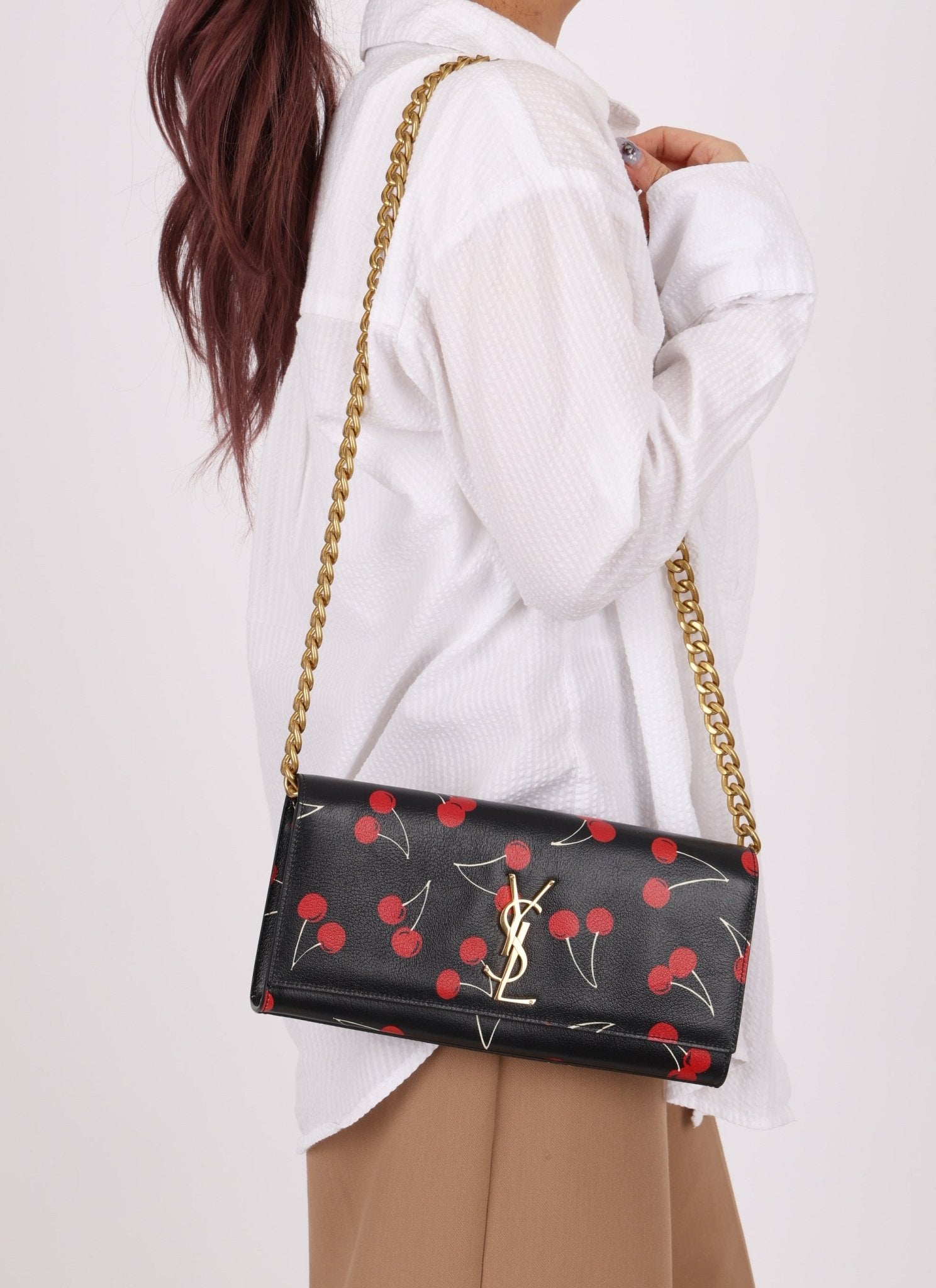 Saint Laurent Calfskin Cherry Clutch - FashioNica