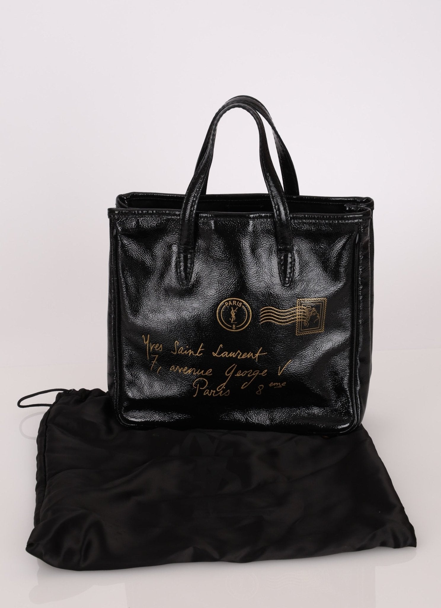 Saint Laurent Patent Mail Tote - FashioNica