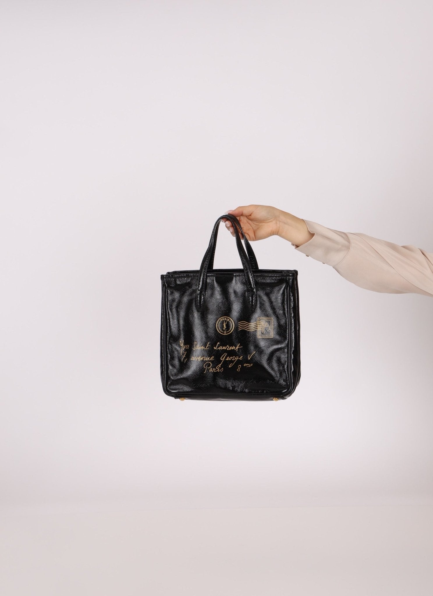 Saint Laurent Patent Mail Tote - FashioNica