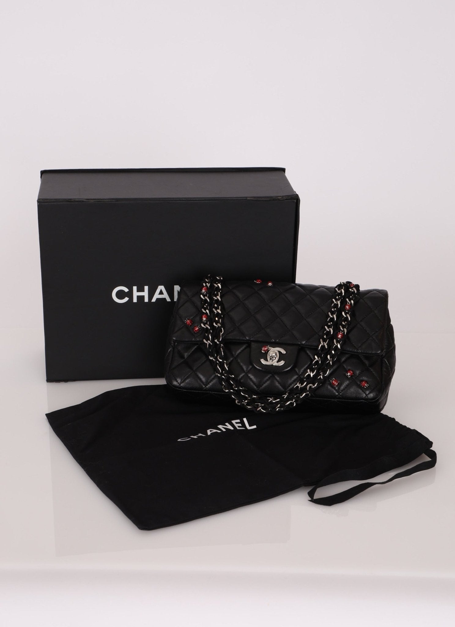 Ultra - Rare Chanel 2011 Lambskin Ladybug Medium Classic Flap Bag - FashioNica