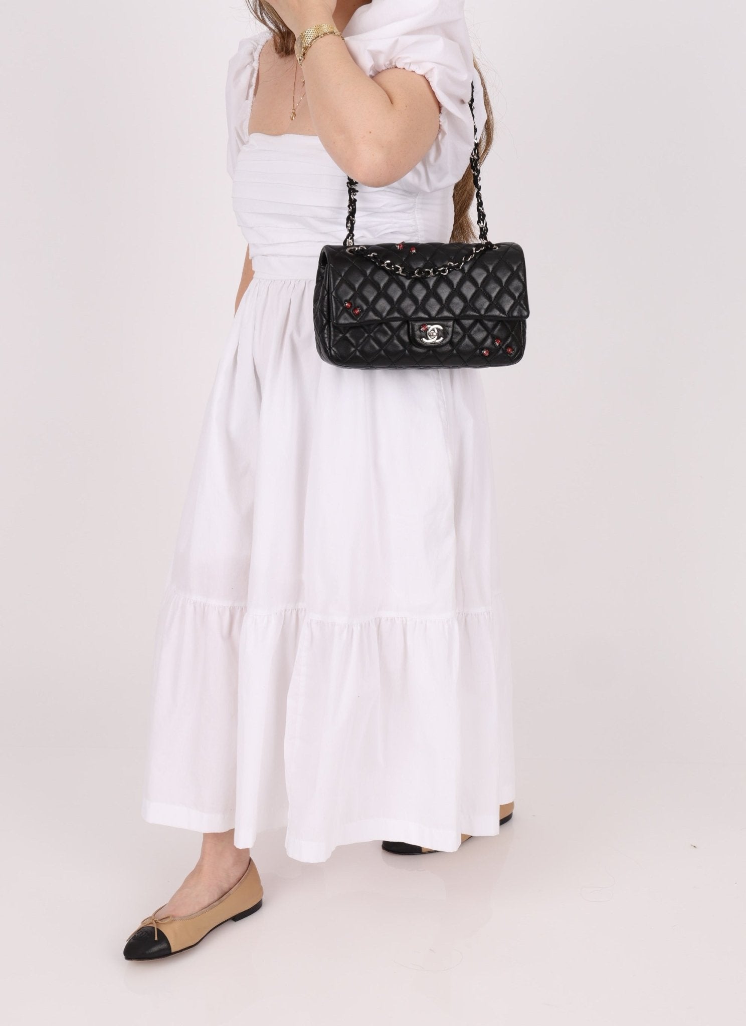 Ultra - Rare Chanel 2011 Lambskin Ladybug Medium Classic Flap Bag - FashioNica