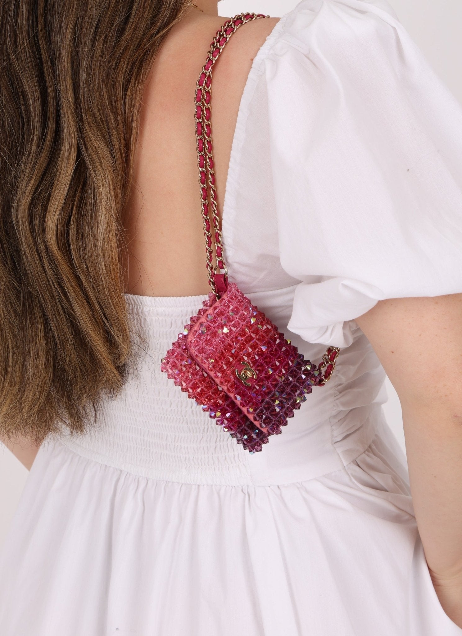 Ultra - Rare Chanel 2020 Crystal Mini Ombre Flap Bag - FashioNica